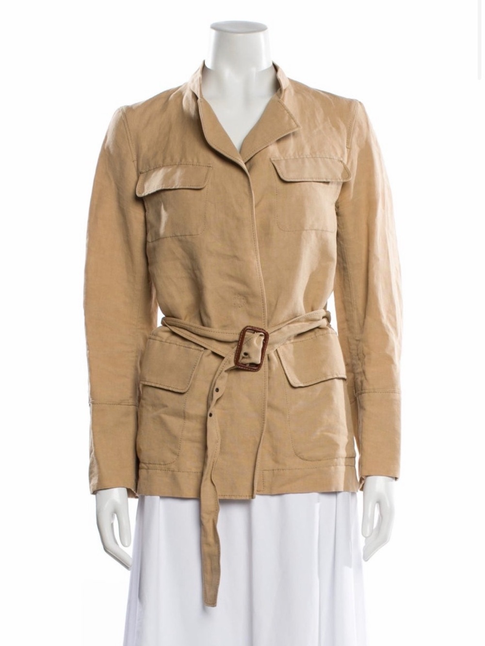 Joseph Linen Utility Belted Jacket in Light Brown Size Small
